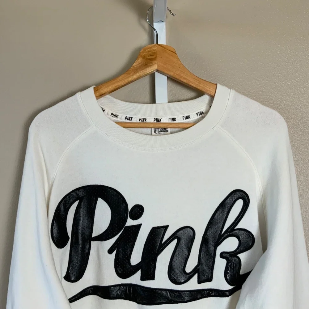 Victoria's Secret PINK Faux Leather Dotted Applique Sweatshirt - Picture 5 of 16